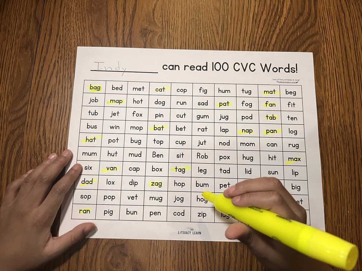 100 Free Printable CVC Words Chart Cards Literacy Learn