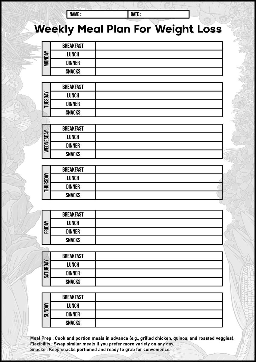 13 Weight Loss Goals Smart Worksheet Free PDF At Worksheeto