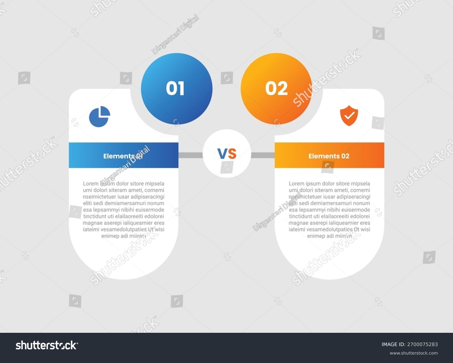 2 Points Comparison Versus Infographic Gradient Stock Vector Royalty Free 2700075283 Shutterstock