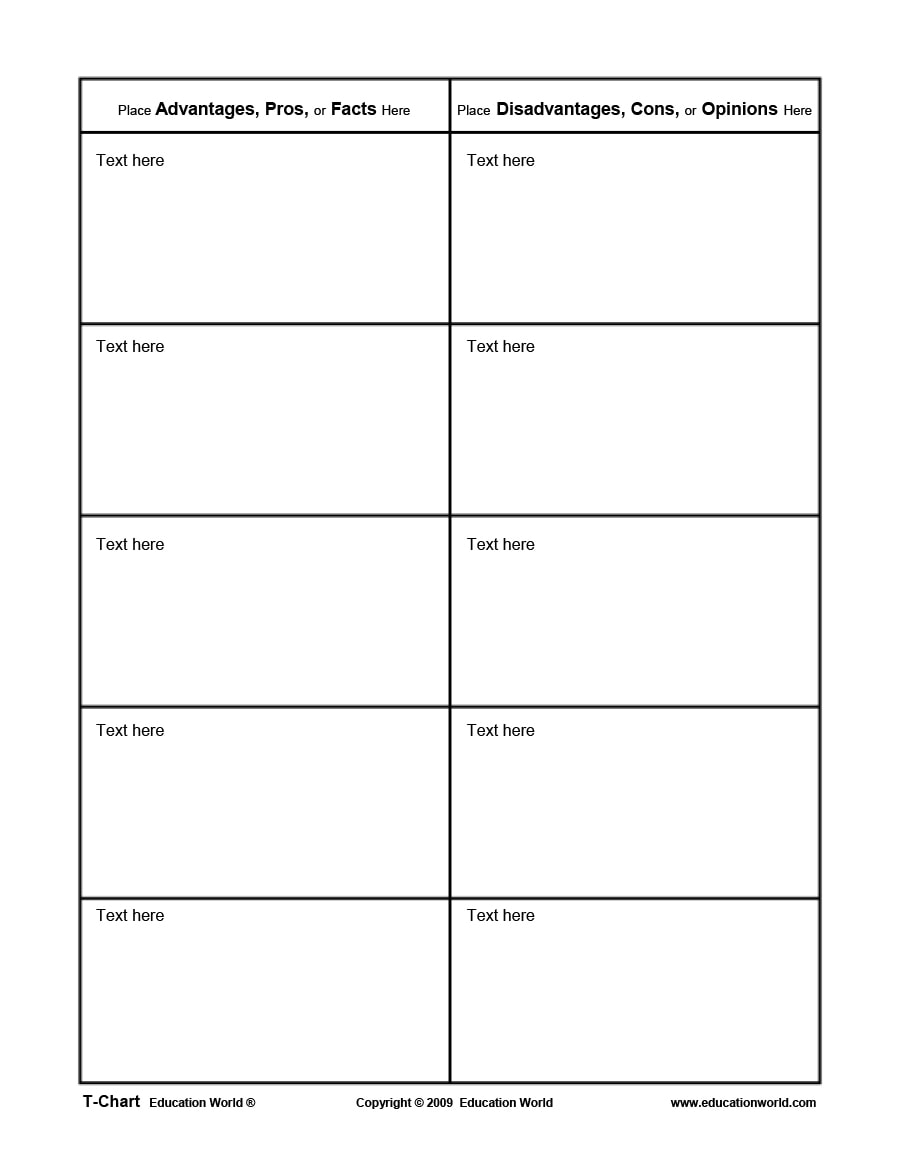 30 Printable T Chart Templates Examples TemplateArchive