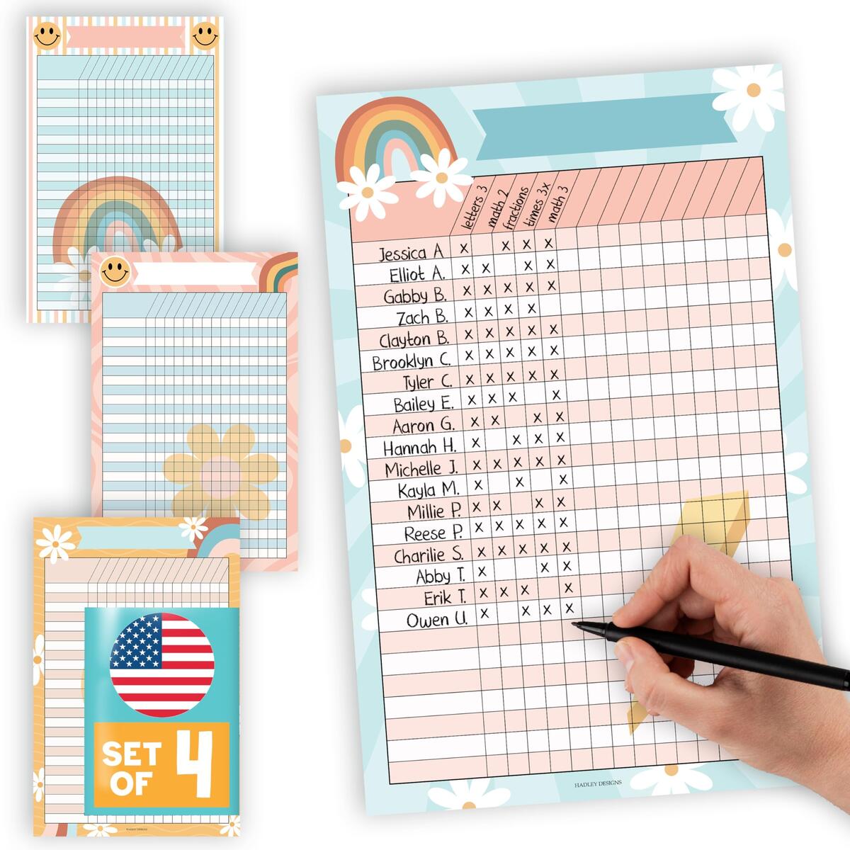 4 Pack 11x17 Classroom Attendance Chart Student Behavior Homework Tracker EBay