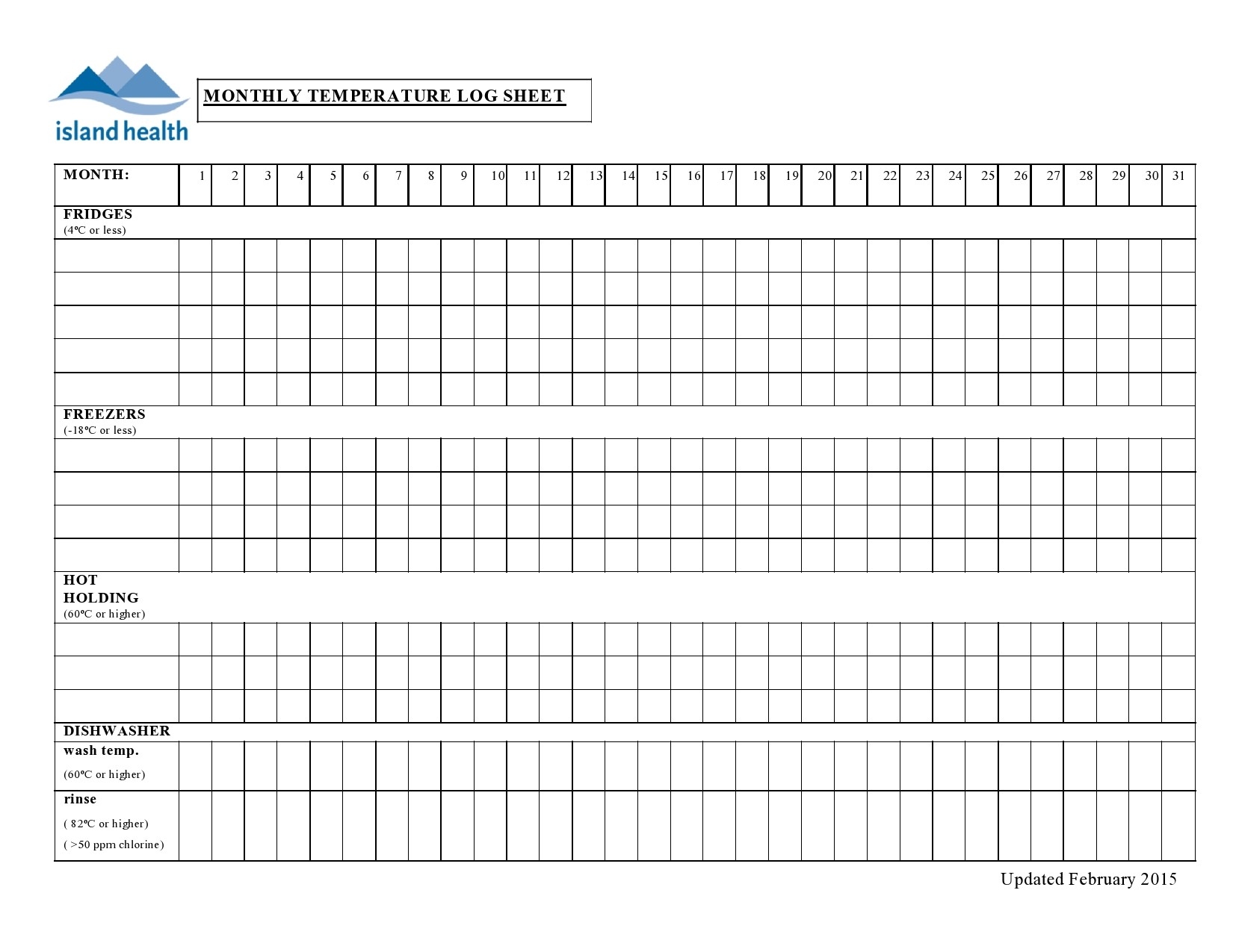 40 Printable Temperature Log Sheets Word Excel PDF SmartLabTools SLP 126