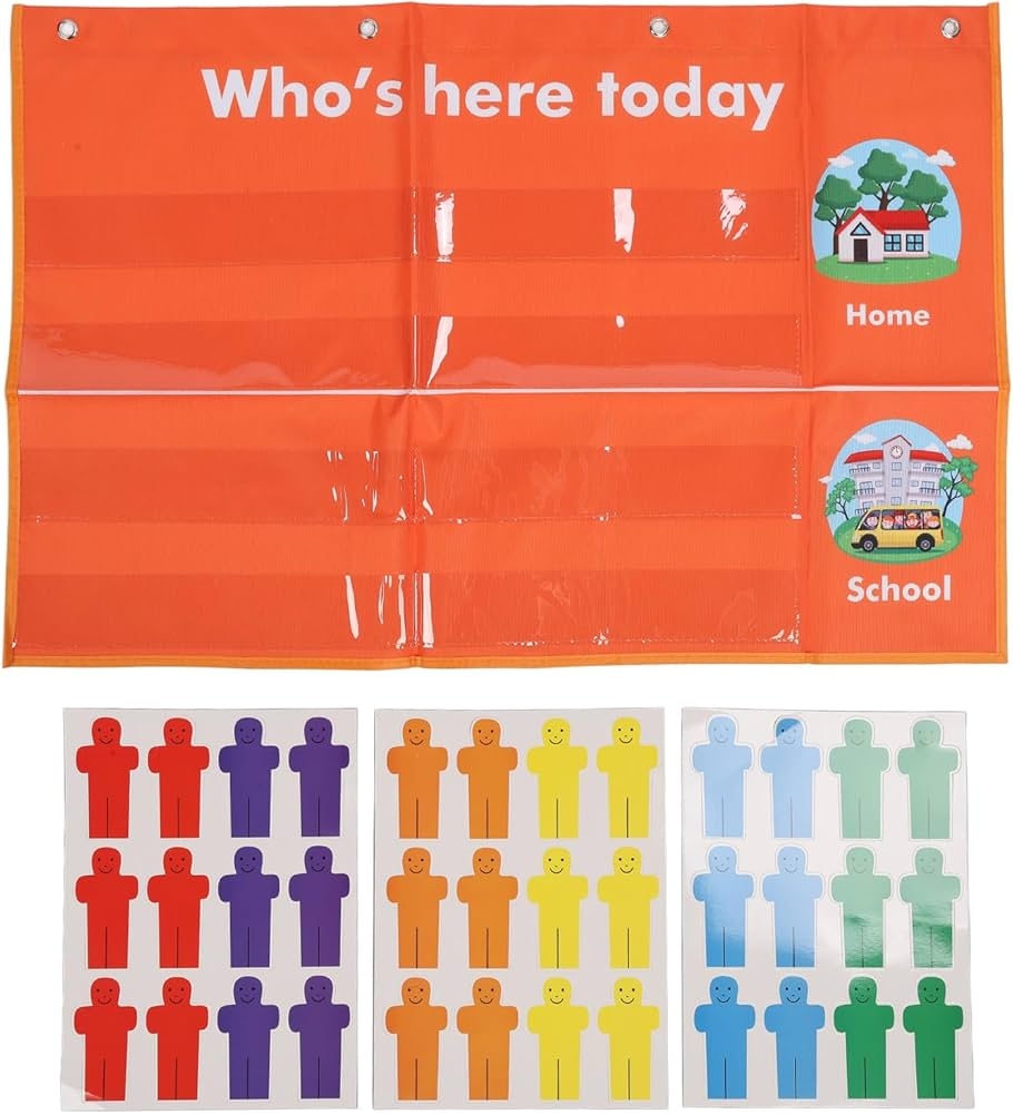 Amazon Attendance Pocket Chart With Large Cards Daily Schedule Classroom Management Chart For School Kindergarten Pocket Chart For Preschool Helping Hands Teachers Teaching Resources Office Products