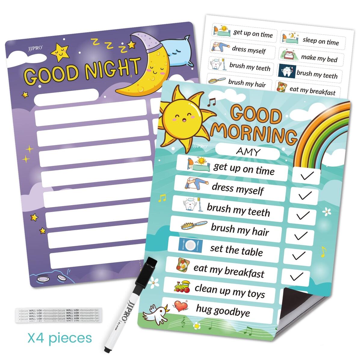 Amazon Magnetic Bedtime Morning Routine Chart For Kids Toddler Daily Schedule Chart At Home Morning Checklist Dry Erase Bedtime Checklist To Do List Daily Routine Chore Chart For Kids Office Products