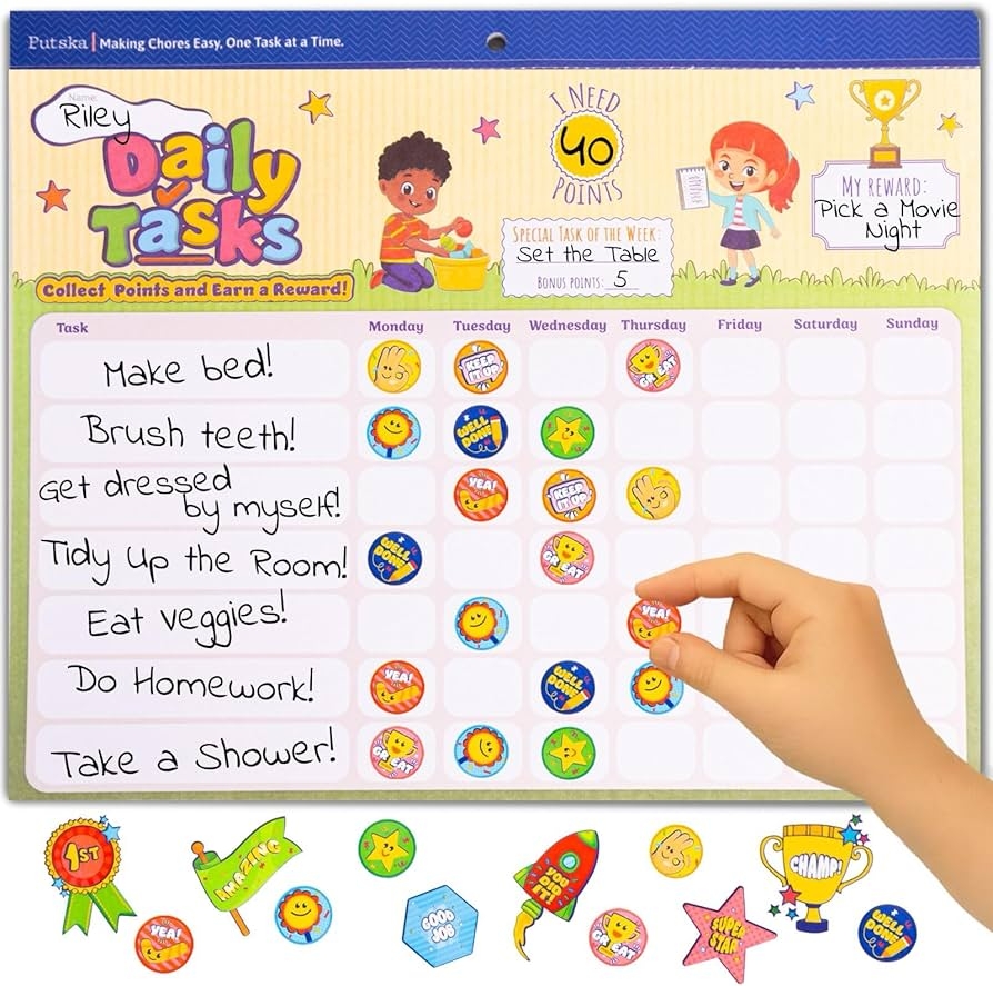 Amazon PUTSKA Behavior Reward Chart For Kids Includes 26 Chore Charts 1528 Stickers Magnetic Chore Chart For Multiple Kids At Home To Build Responsibility Positive Habits Reward Chart Office Products