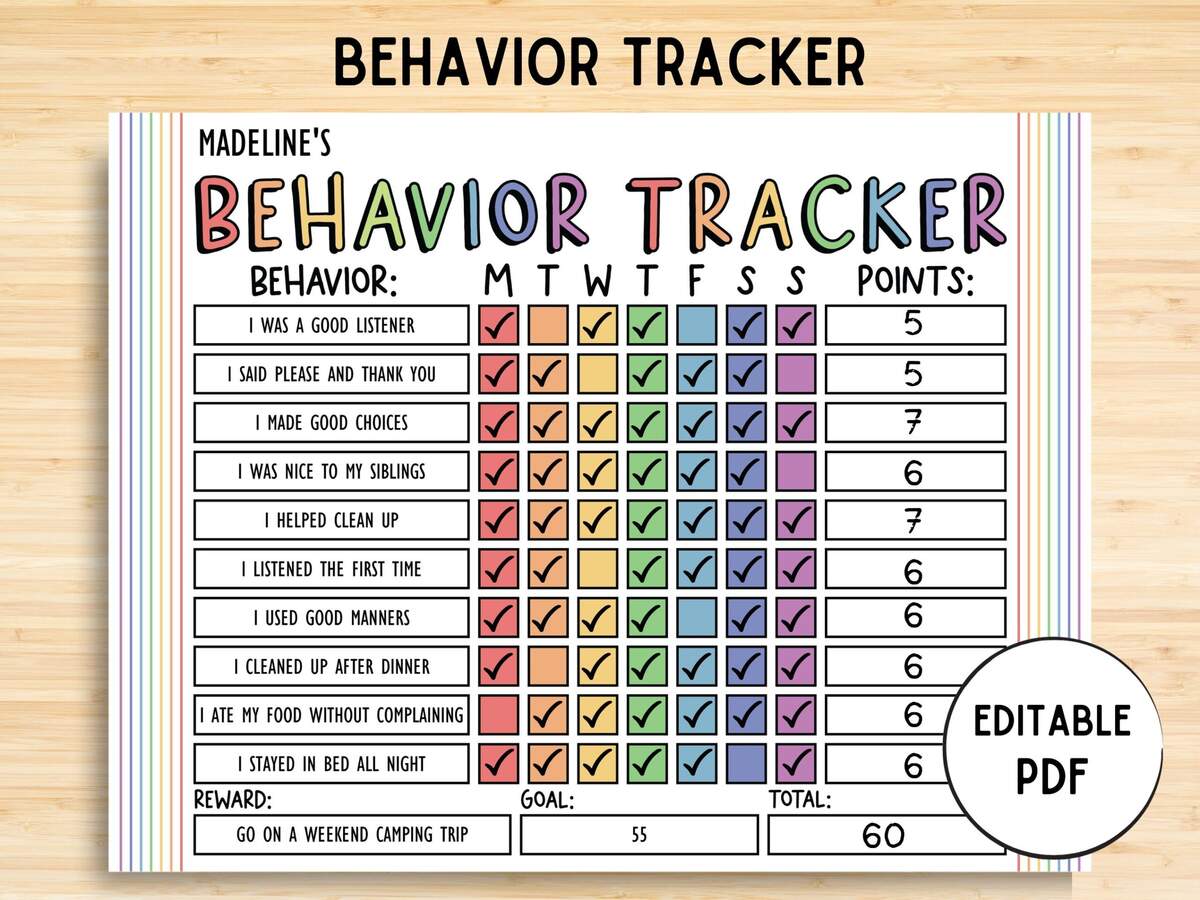 Autism Behavior Chart Teen Etsy