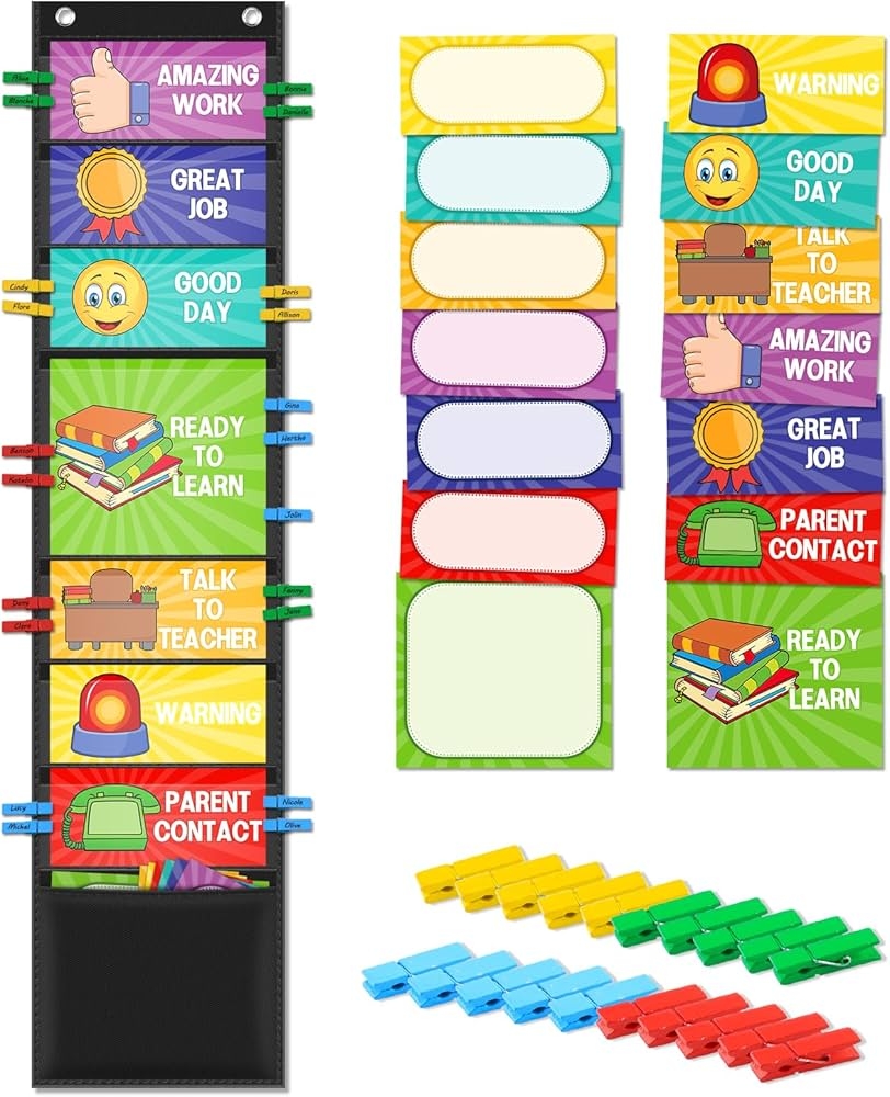 AUVCAS Student Behavior Clip Chart For Classroom Management Kids Reward Pocket Chart Amazon Ca Office Products VNOM Student Behavior Clip Chart For Classroom Management Kids Rewards Pocket Chart Behavior Bulletin Board Teacher Supplies For Kindergarten Childcare Homeschool Amazon Nl Stationery Office Supplies