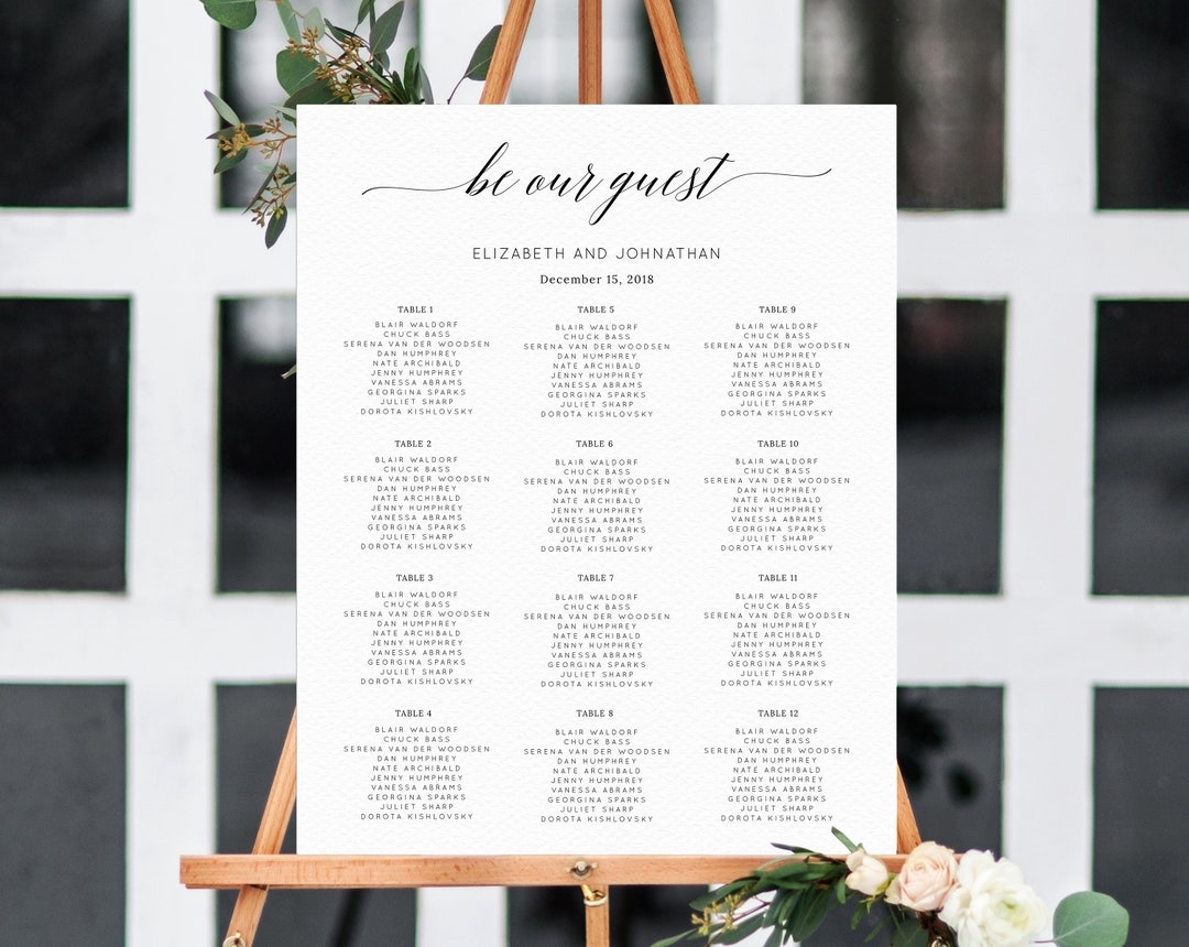 Be Our Guest Wedding Seating Chart Seating Chart Printable Seating Chart Template Seating Board Wedding Sign Templett W02 Etsy
