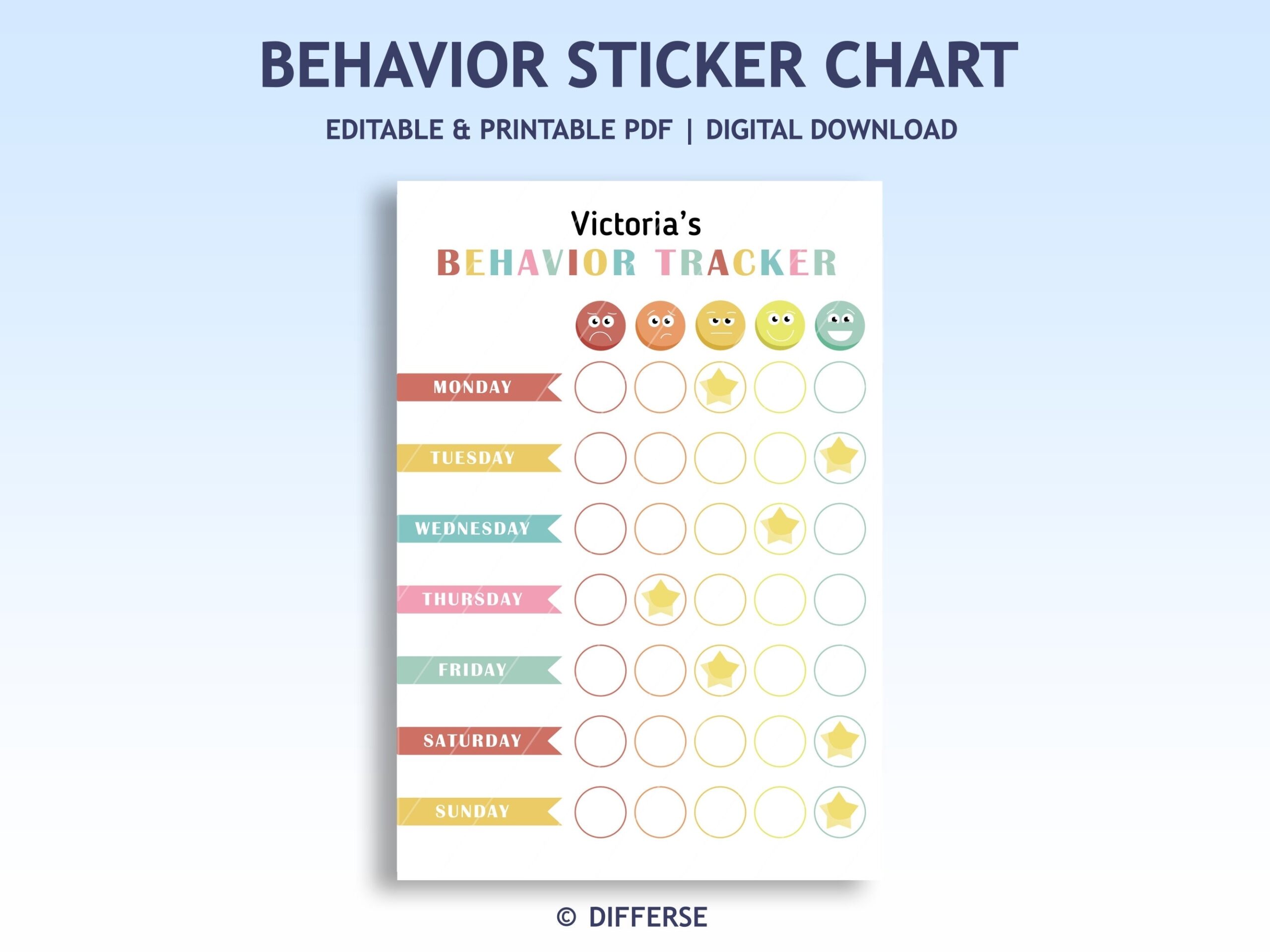 Behavior Sticker Chart Behavior Tracker Behavior Chart For Kids Kids Behavior Chart Behavior Reward Chart Good Behavior Chart Etsy