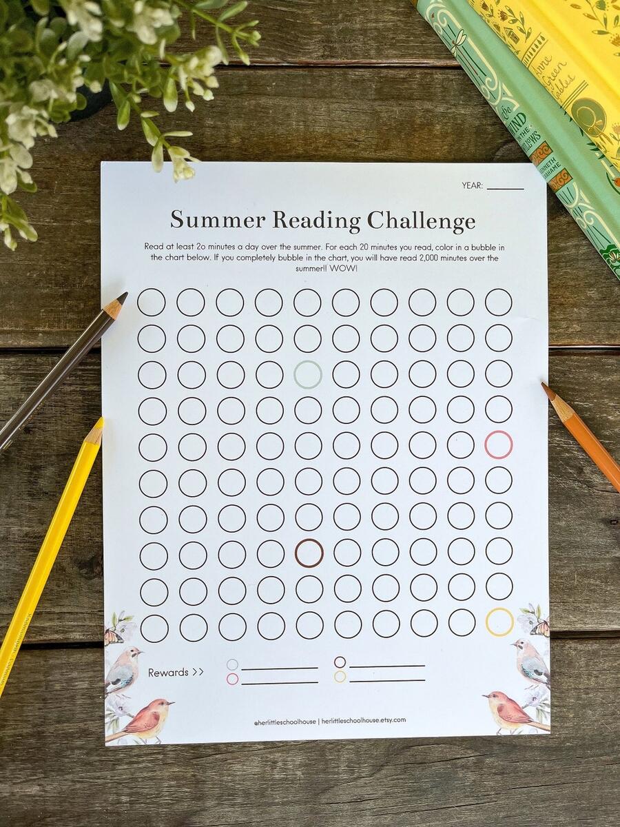 Birds Nature Themed Summer Reading Challenge Chart Instant Download Printable Etsy