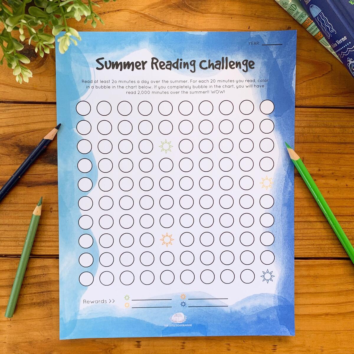 Blue Summer Reading Challenge Chart Instant Download Printable Etsy