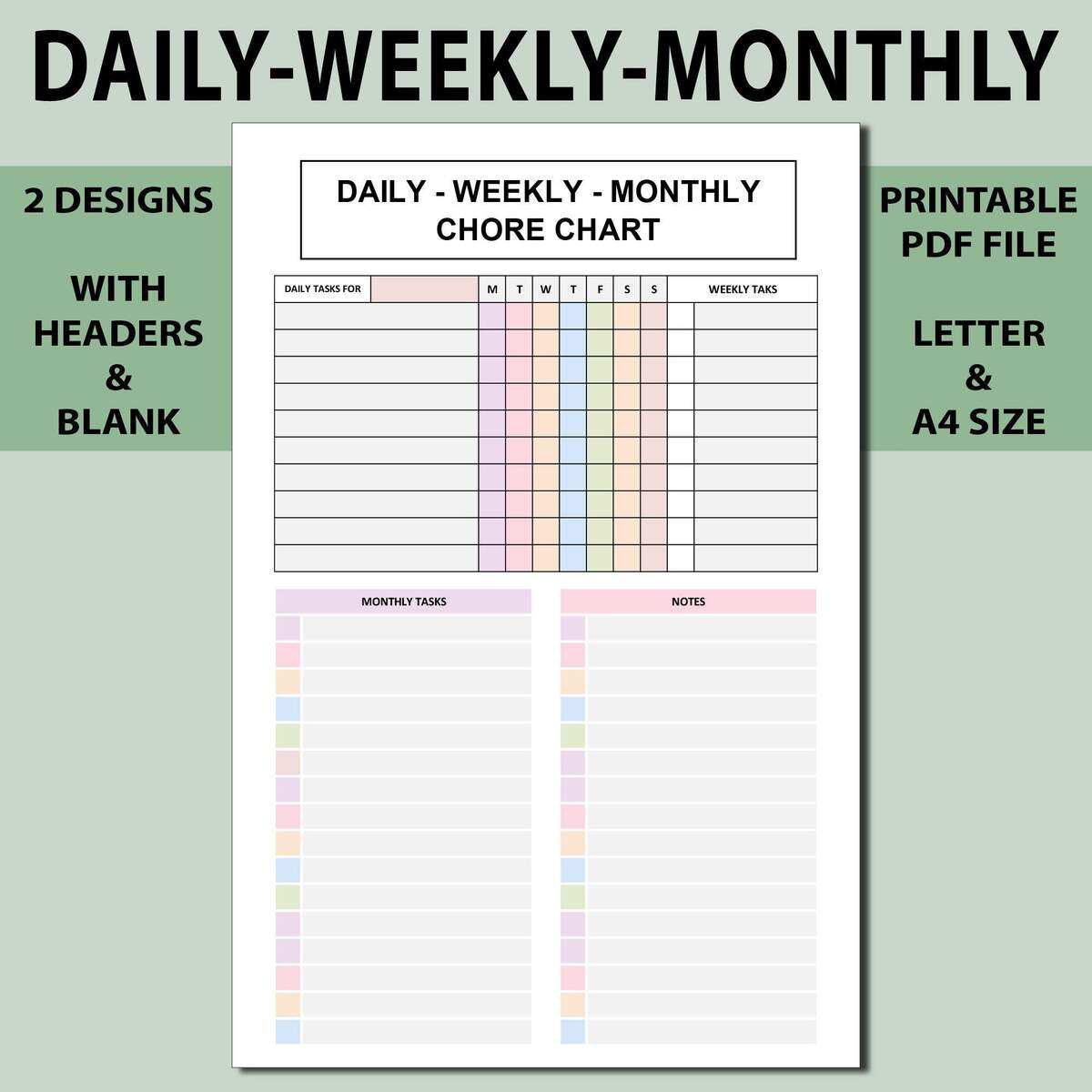 Buy Daily Weekly Monthly Chore Chart Printable tasks Day tasks Week tasks Month daily Weekly Monthly Homework labour Planner Printable Online In India Etsy
