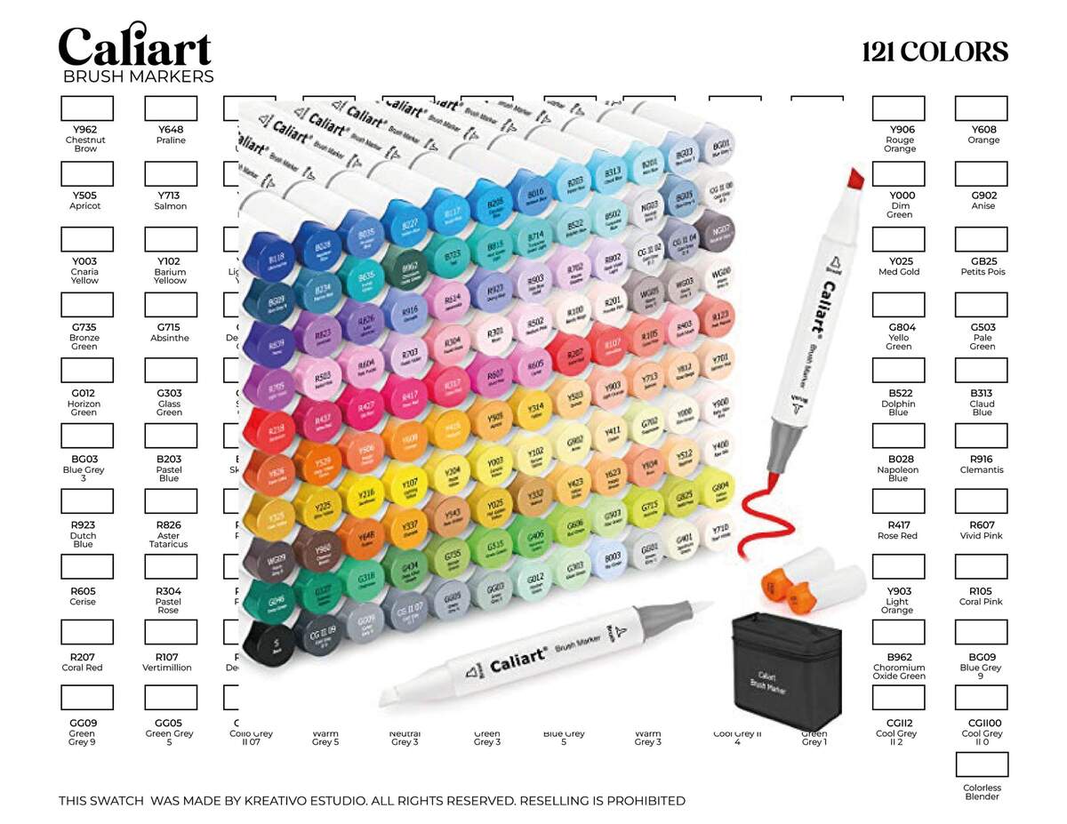 Caliart Brush Markers 121 Color Etsy