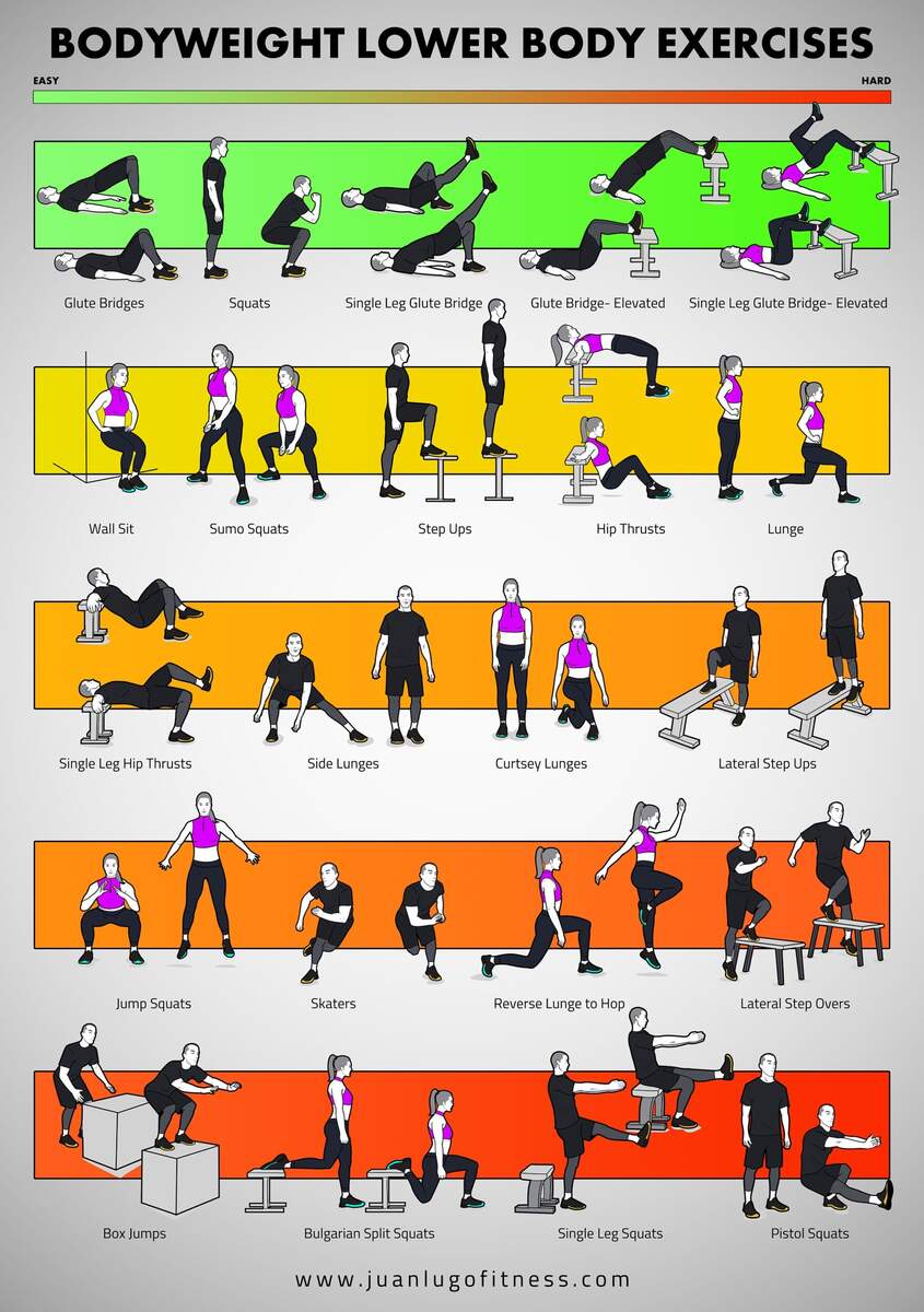 Chart Bodyweight Exercises For Full Body Workout Poster Bodyweight Exercises For Women Exercise Chart Body