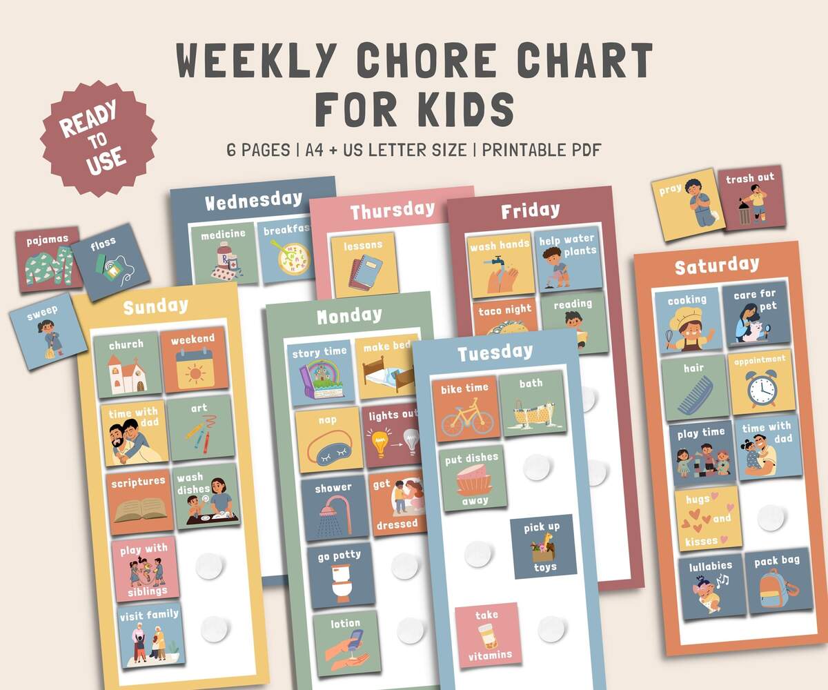 Chore Chart For Kids Daily Routine Montessori Printable Toddler Activities To Do List Positive Parenting System Kids Routine Chart Etsy