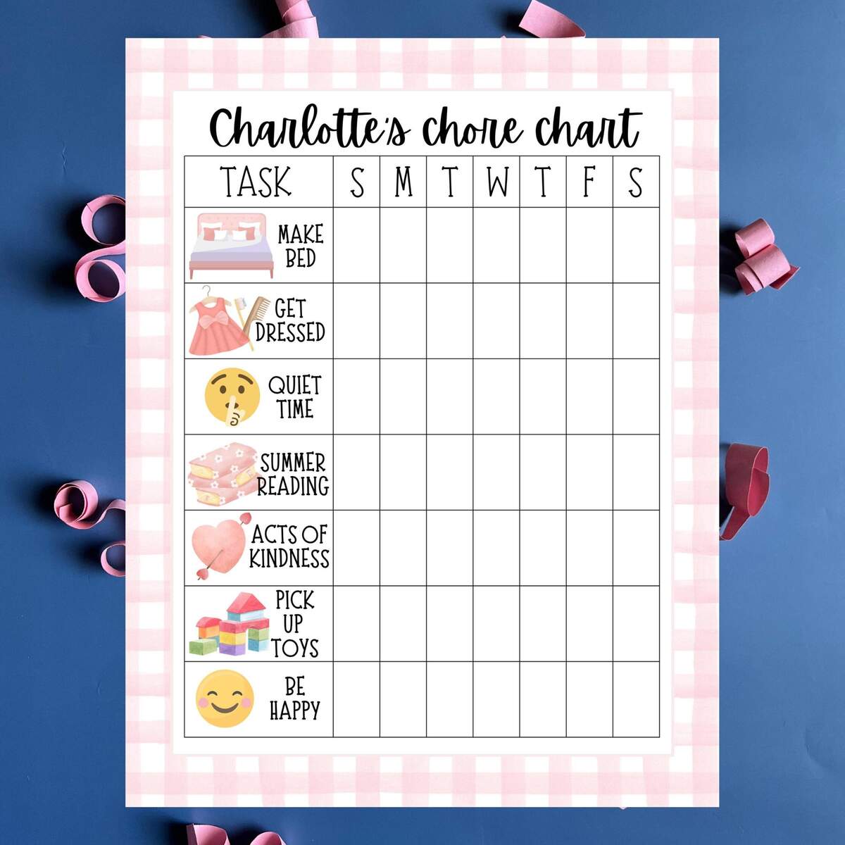 Chore Chart Personalized Laminated Kids Daily Routine Chart Dry Erase Custom Chore List Toddler Daily Responsibility List For Kids Etsy
