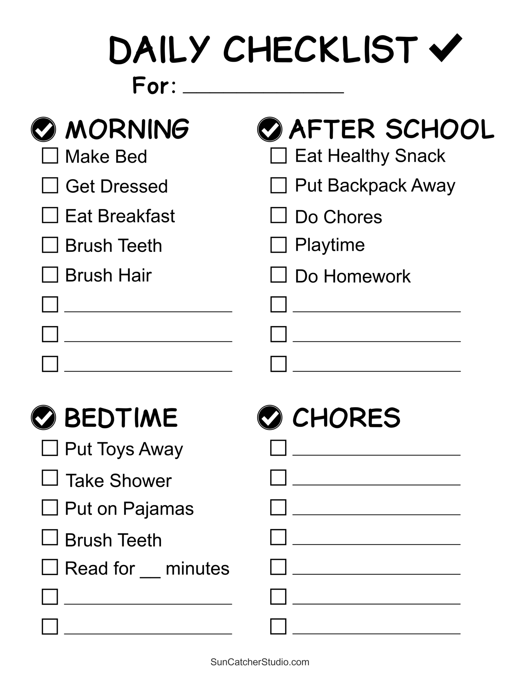 Free Printable Chore Chart PDF Template For Kids
