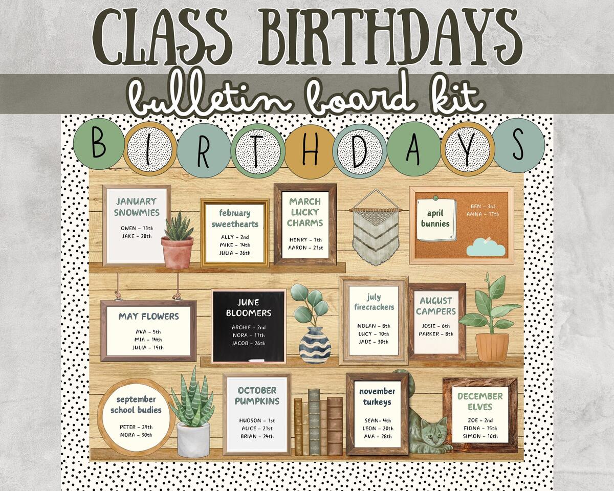 Classroom Birthday Board Class Birthday Display Classroom Birthday Bulletin Board Set Birthday Bulletin Board Kit Classroom Decor Etsy