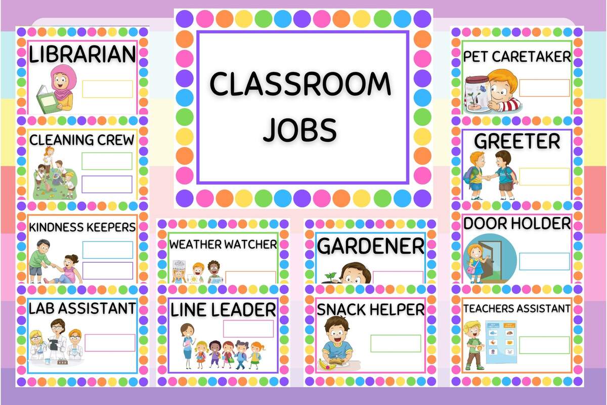 32 Classroom Jobs B W Flash Cards Made By Teachers