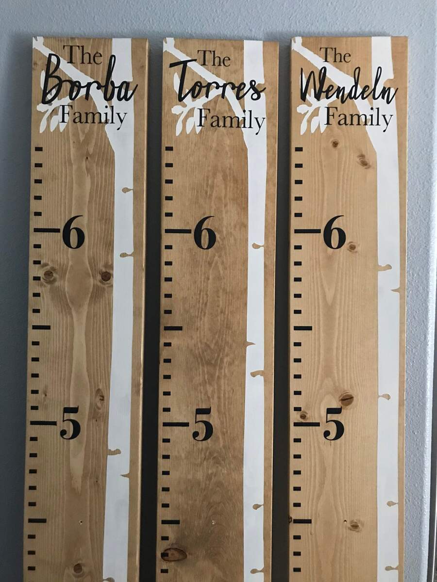 Custom Aspen Tree Growth Chart Hand Painted Pine Wood Wall Ruler Etsy