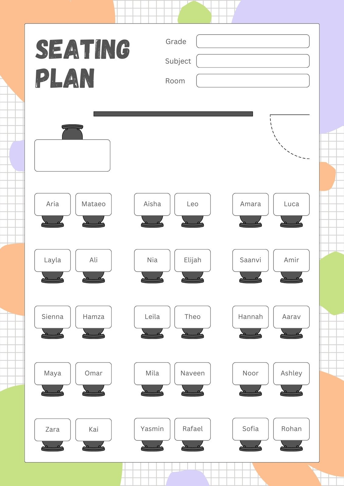 Customize 83 Classroom Seating Charts Templates Online Canva