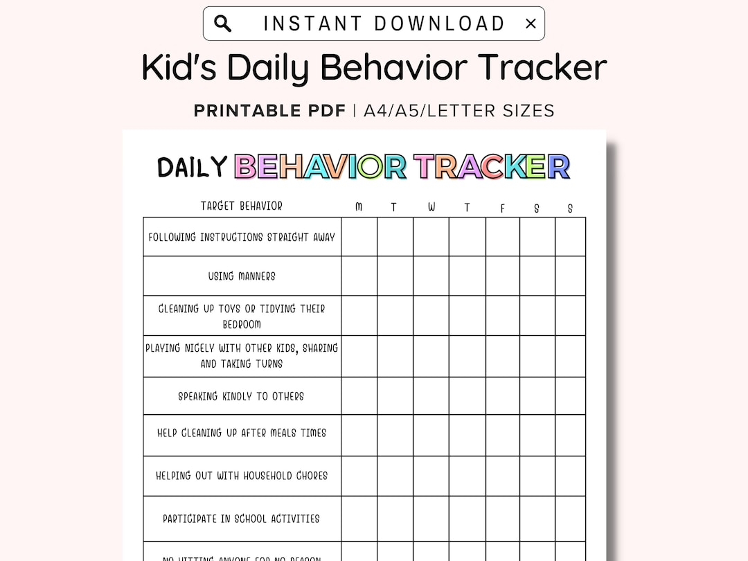 ABC Behavior Chart Behavior Tracking Printable Etsy