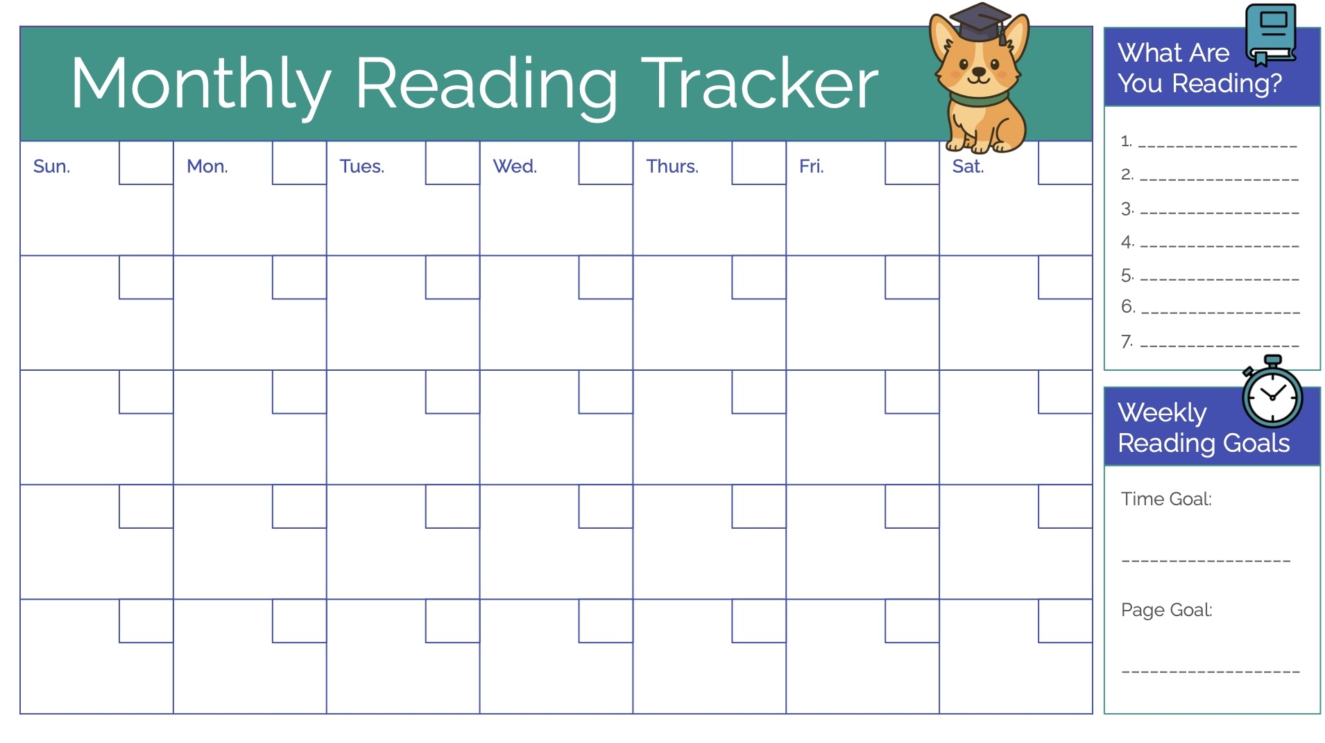 Summer Reading Tracker For Kids 30 Minute Challenge Digital Download Etsy