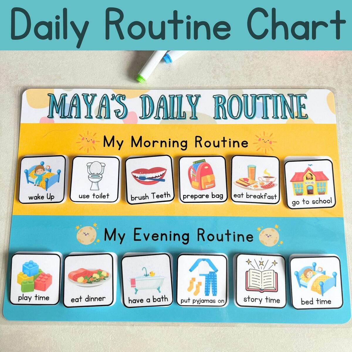 Daily Routine Chart Children S Routine Board Morning And Evening Chore Chart For Kids Routine Mat Personalised Habit Tracker Etsy