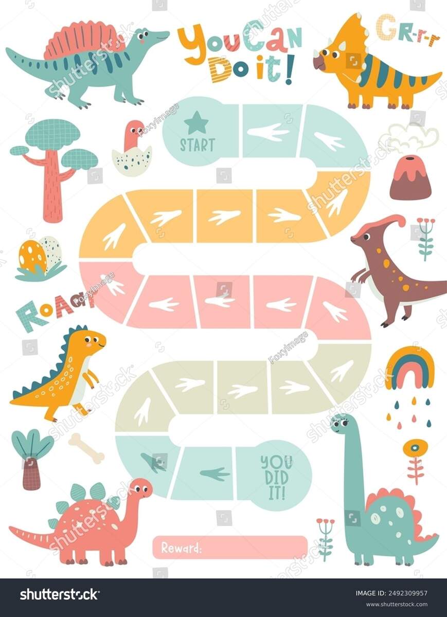 Dinosaur Reward Chart Girls Boys Cute Stock Vector Royalty Free 2492309957 Shutterstock