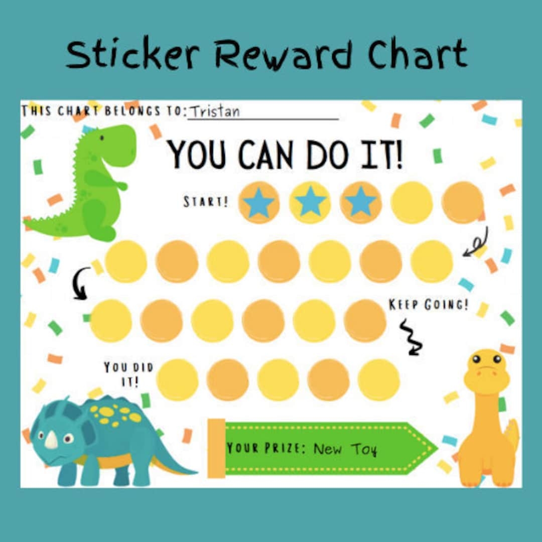 Dinosaur Sticker Reward Chart Sticker Reward Chart Reward Chart Boys Reward Chart Toddler Reward Chart Potty Chart Behavior Chart Etsy