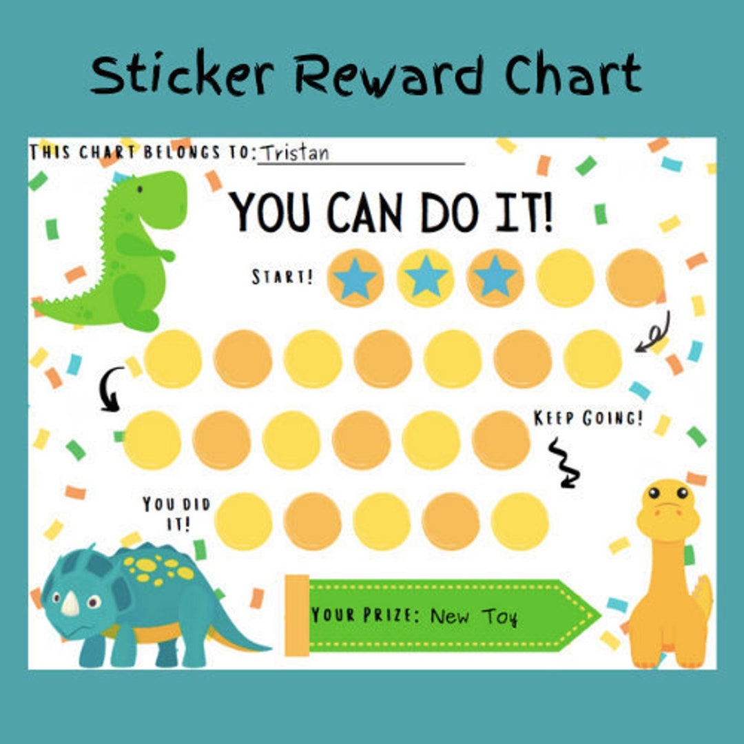 Dinosaur Sticker Reward Chart Sticker Reward Chart Reward Chart Boys Reward Chart Toddler Reward Chart Potty Chart Behavior Chart Etsy