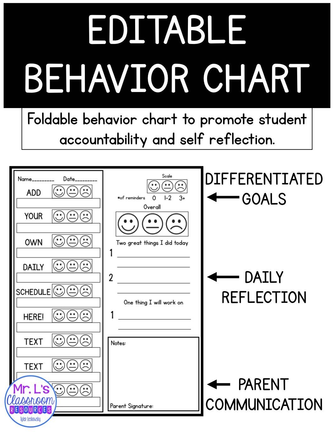 Editable Behavior Chart By Mr L S Classroom TPT