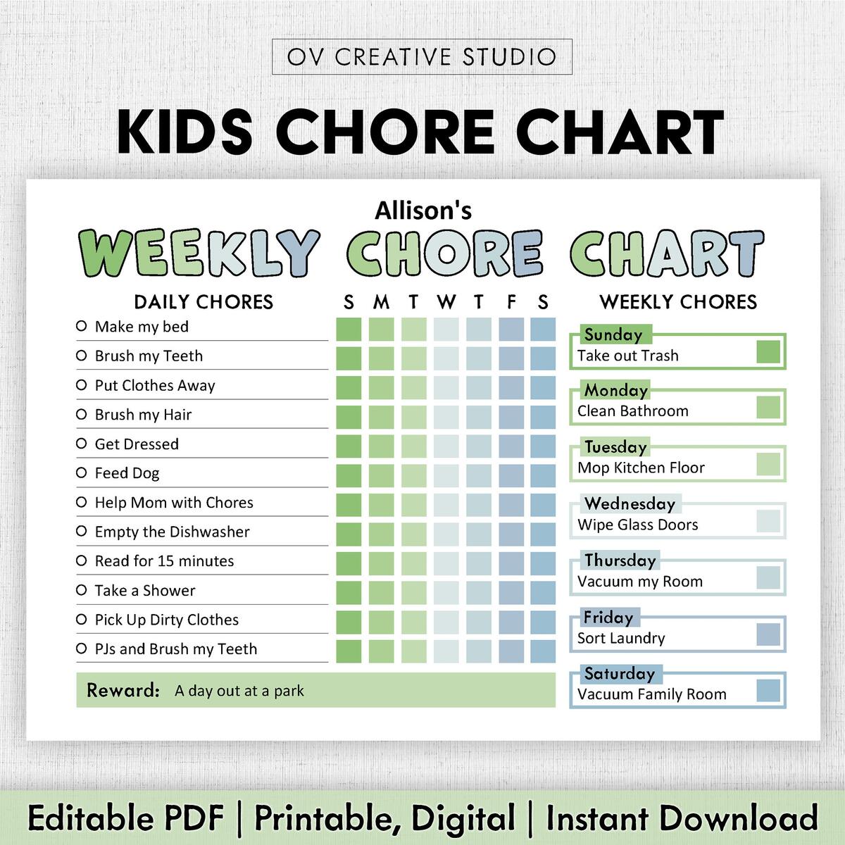 Editable Chore Chart For Kids Printable Kids Daily Weekly Responsibility Chart Kids Chore List Kids Daily Routine Checklist PDF Etsy Sweden