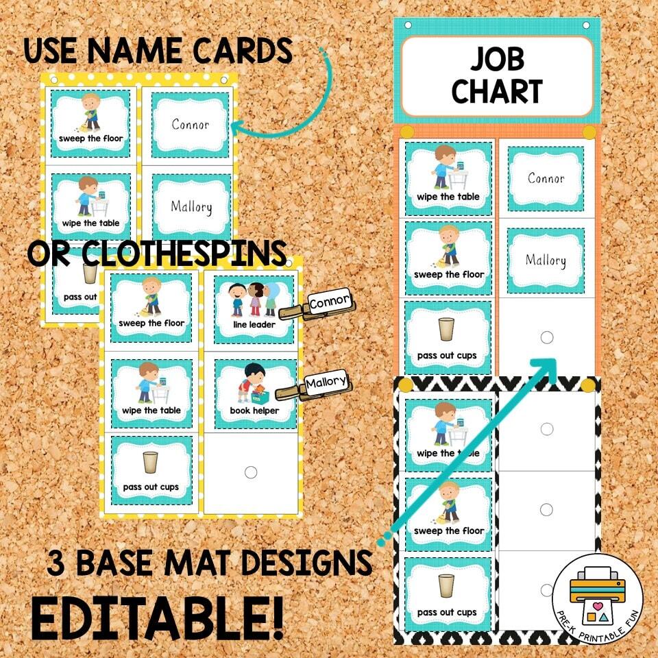 Editable Preschool Job Chart Editable Preschool Job Chart