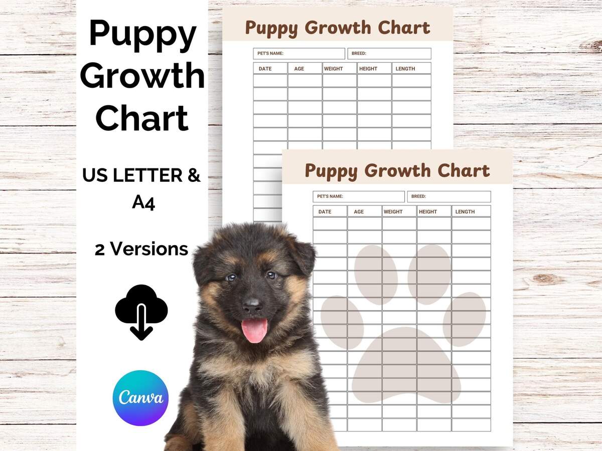 Editable Puppy Growth Chart Puppy Weight Charts Dogchart Puppy Essentials Dog Weight Chart Puppy Chart New Puppy Letter A4 Etsy