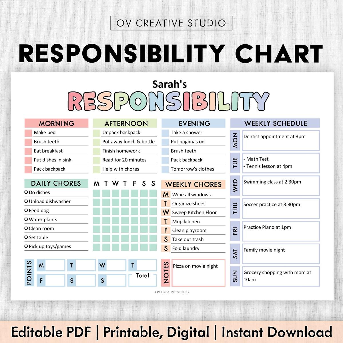 Colorful Family Chore Chart Editable Family Planner Printable Weekly Family Schedule Family Calendar Command Center Household Kid Adult Etsy