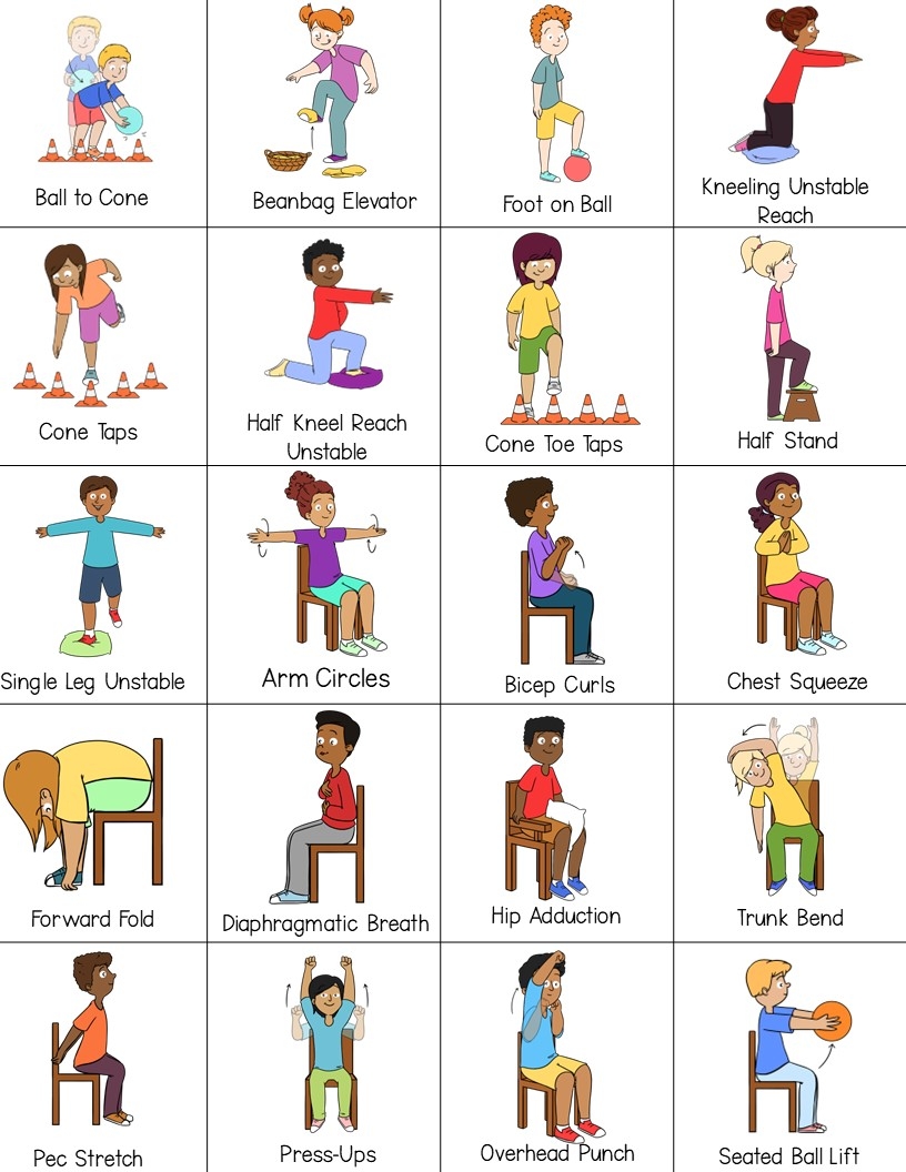 Exercise Chart Exercise For Kids Easy Exercise Visual Schedule Pink Oatmeal Shop