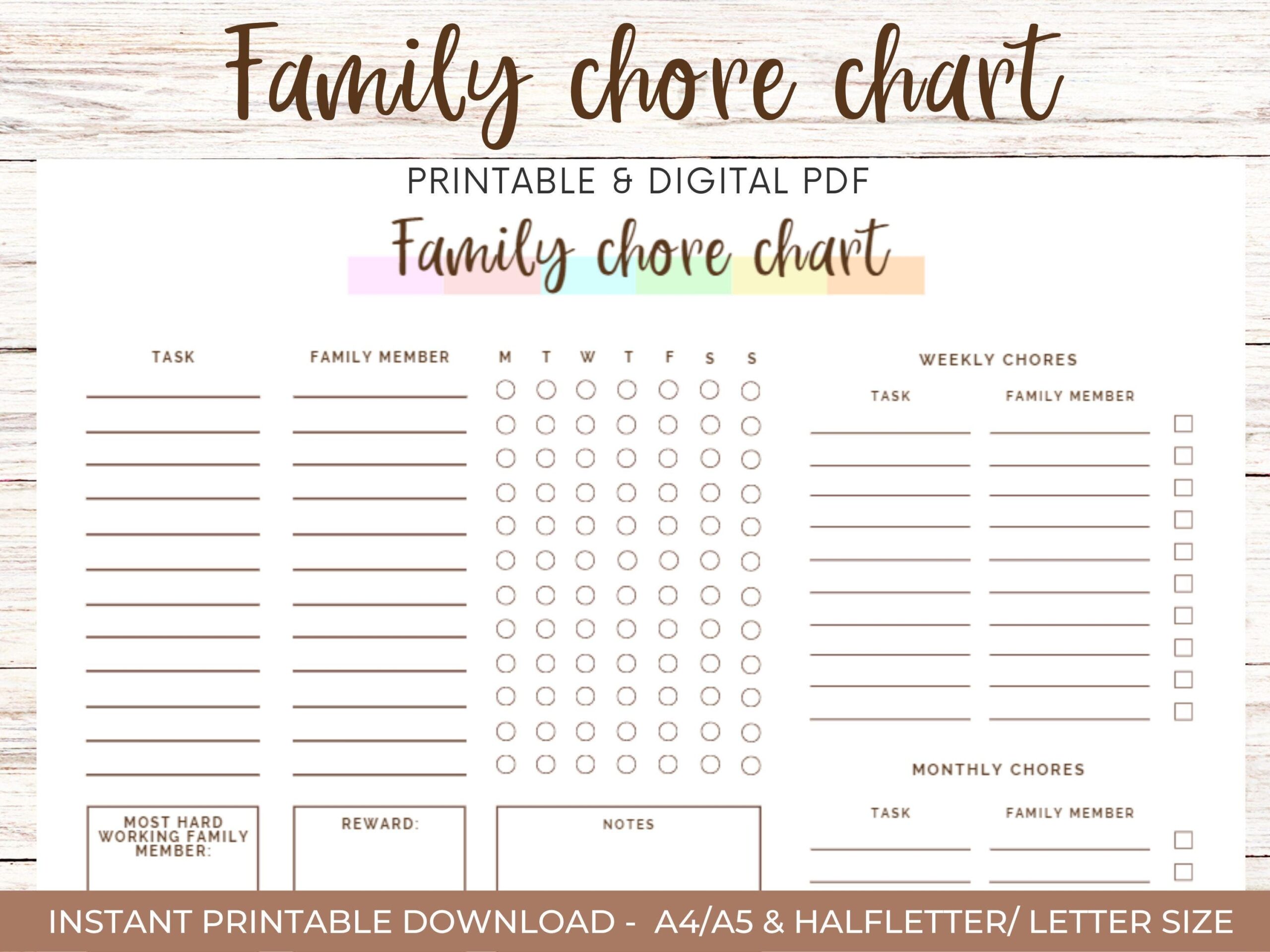 Family Chore Chart Printable Chore Checklist Family Checklist Kids Chores Kids Chore List Cleaning Schedule Fillable PDF Instant Etsy Finland