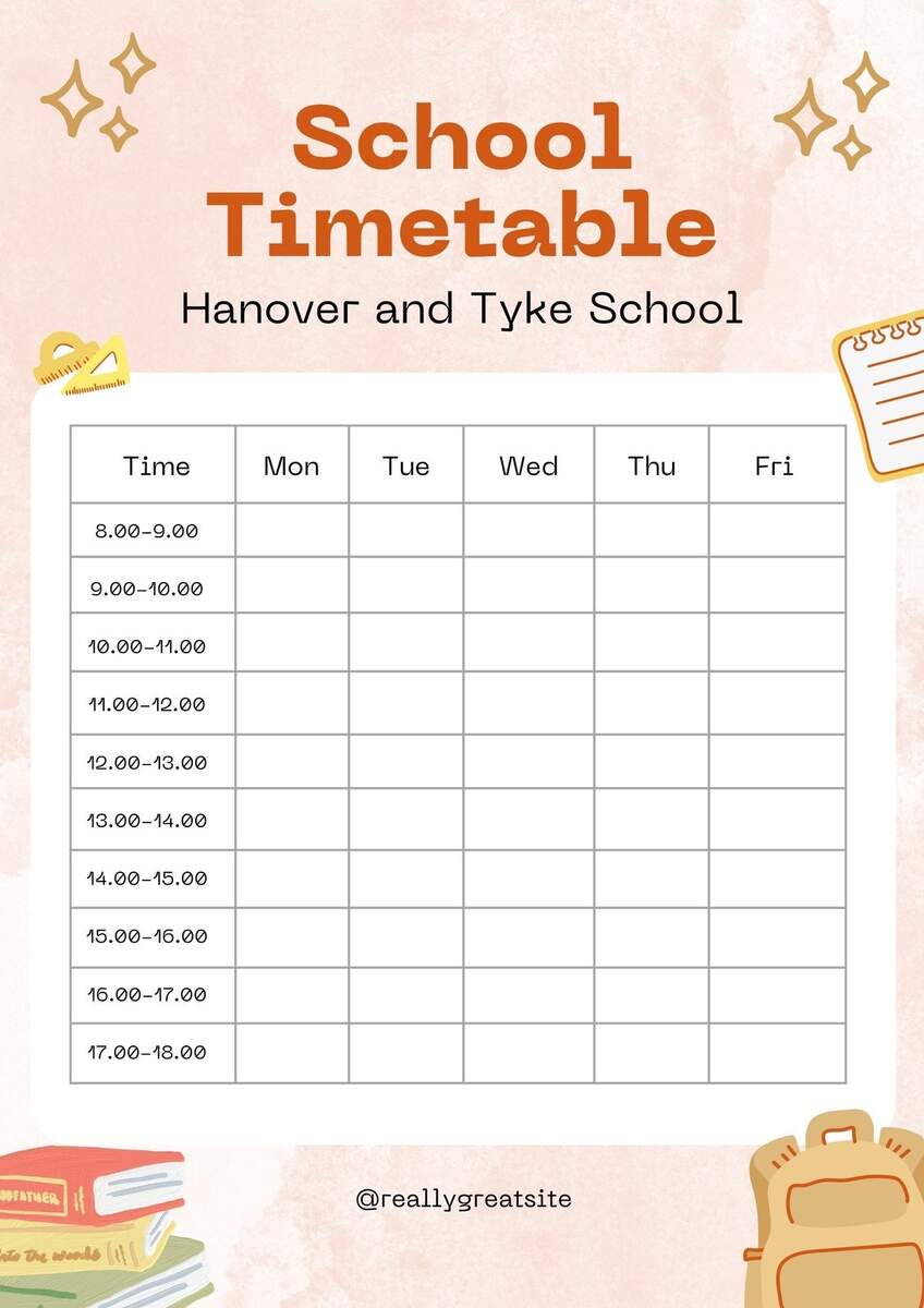 Free And Customizable Timetable Templates