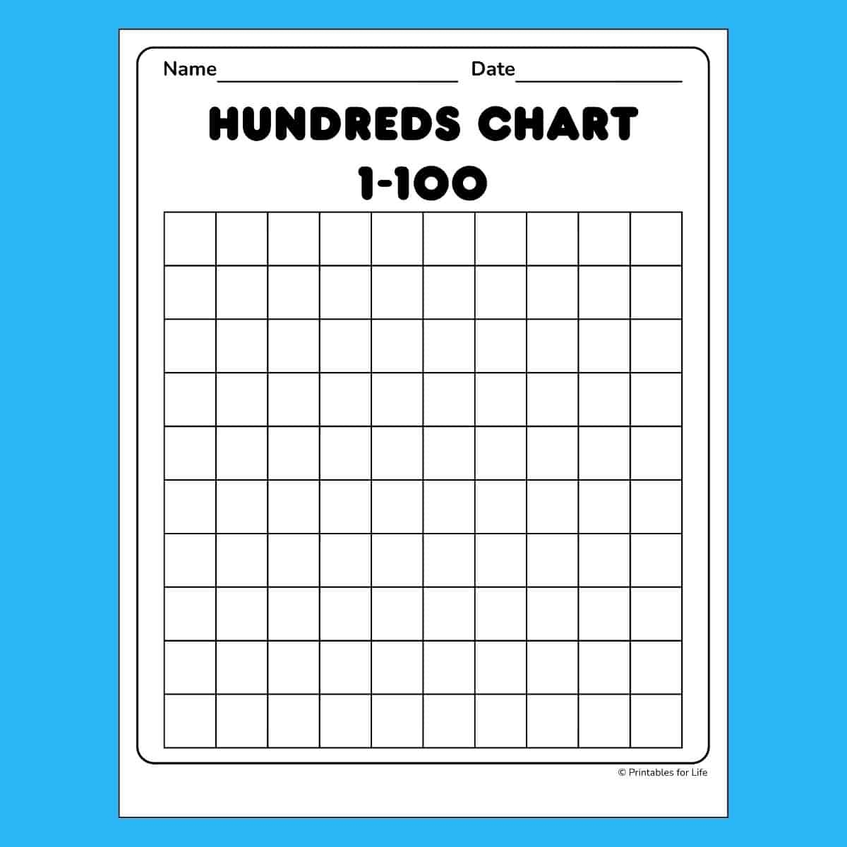 Free Printable Hundreds Charts Numbers 1 To 100 Free Printables Lettering SVG Files Tools Apps
