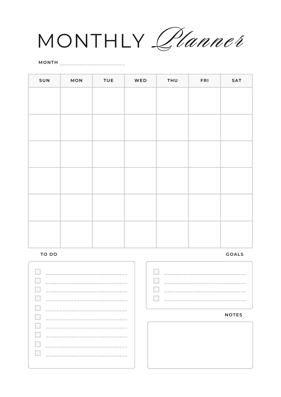 Download Printable Simple Monthly Chore Chart Template PDF