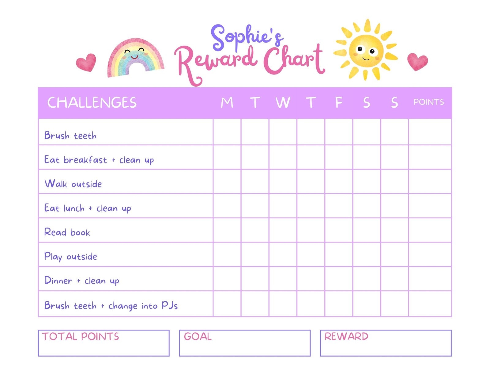 A Simple Reward Chart Free Printable Domestic Fashionista