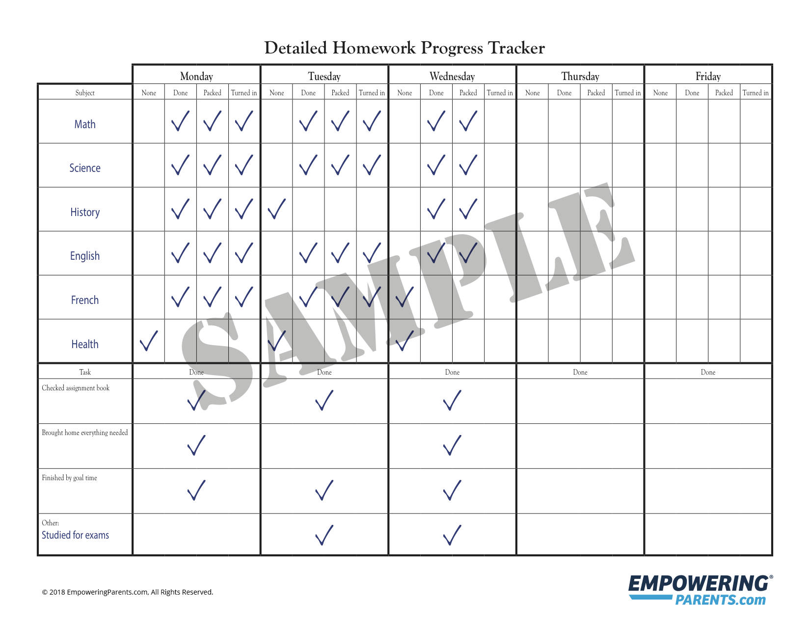 Free Printable Homework Chart From Empowering Parents Free Printable Homework Chart From Empowering Parents