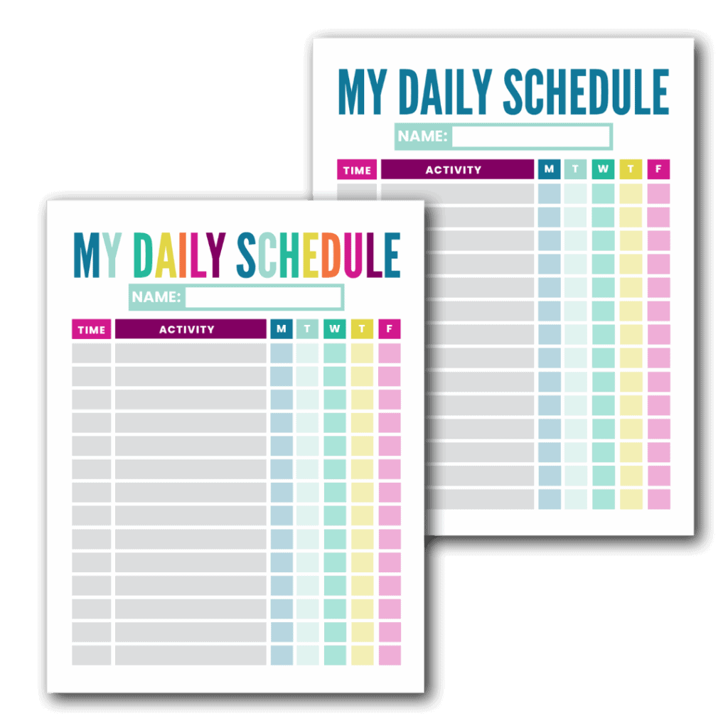 Free Printable Kid S Daily Schedule Template The Incremental Mama