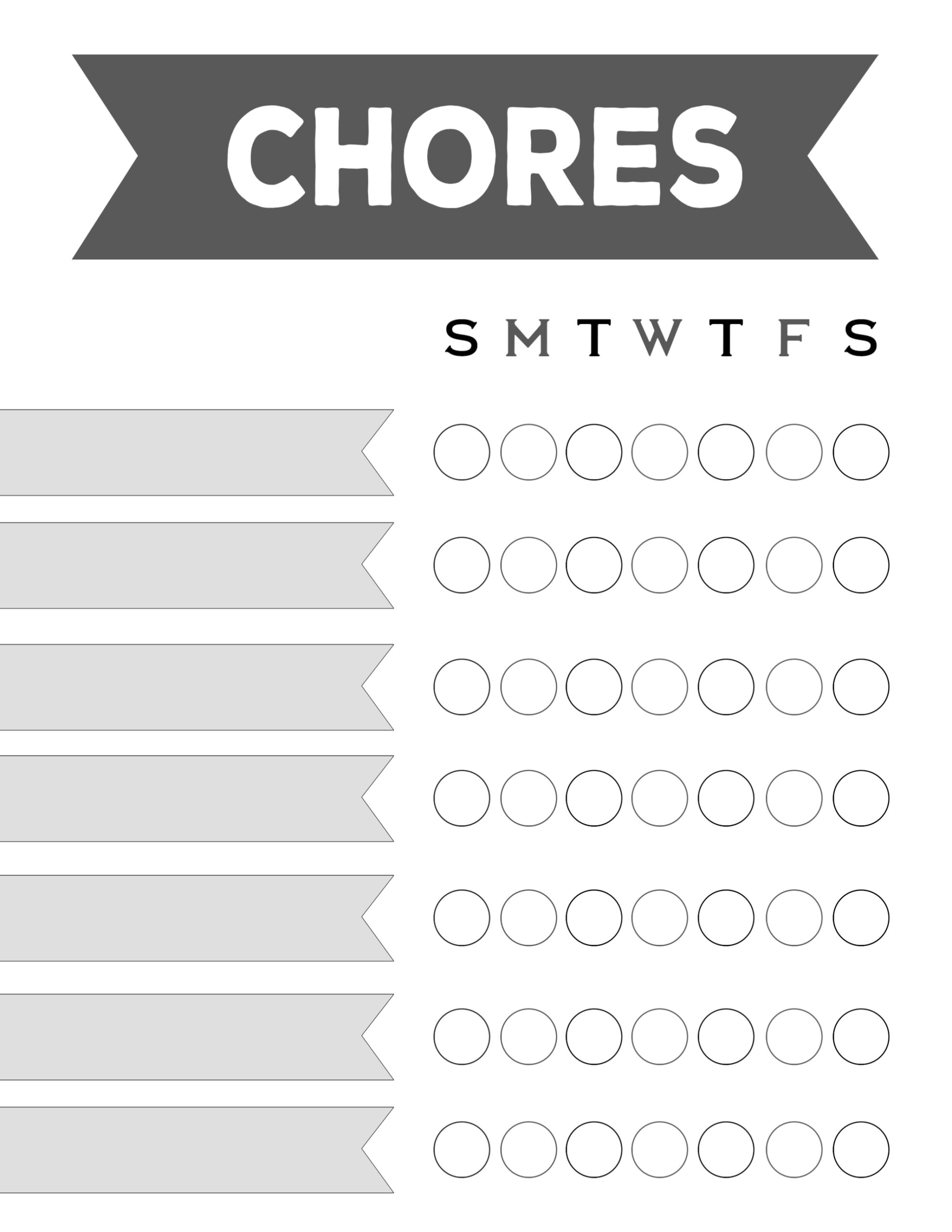 Free Printable Weekly Chore Charts Paper Trail Design Free And Customizable Chore Templates