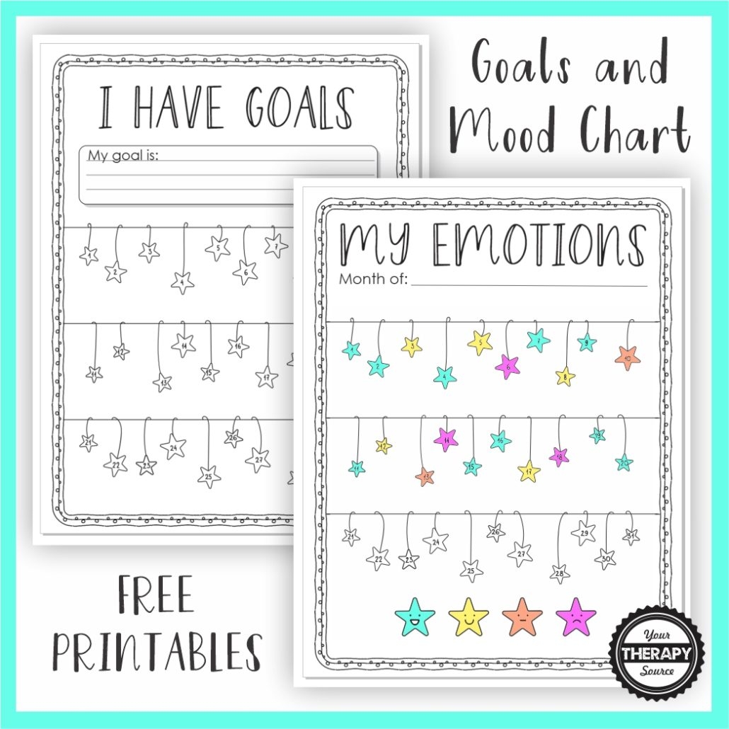 Goal Setting And Mood Chart For Kids FREE Your Therapy Source Monthly Behavior Chart Free Printable Goally