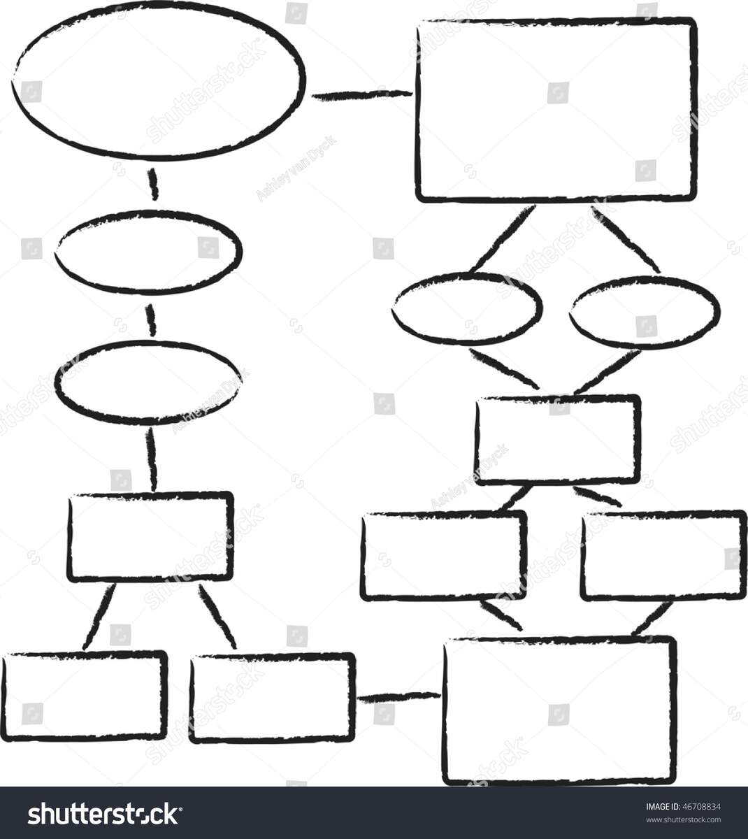 Hand Drawn Looking Flowchart Template Stock Illustration 46708834 Shutterstock