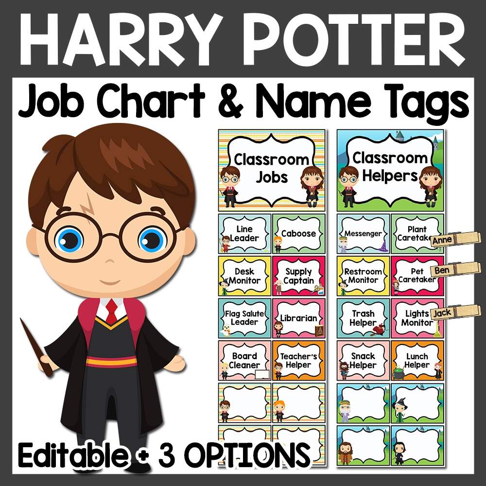 Harry Potter Inspired Classroom Job Chart And Name Tags Made By Teachers