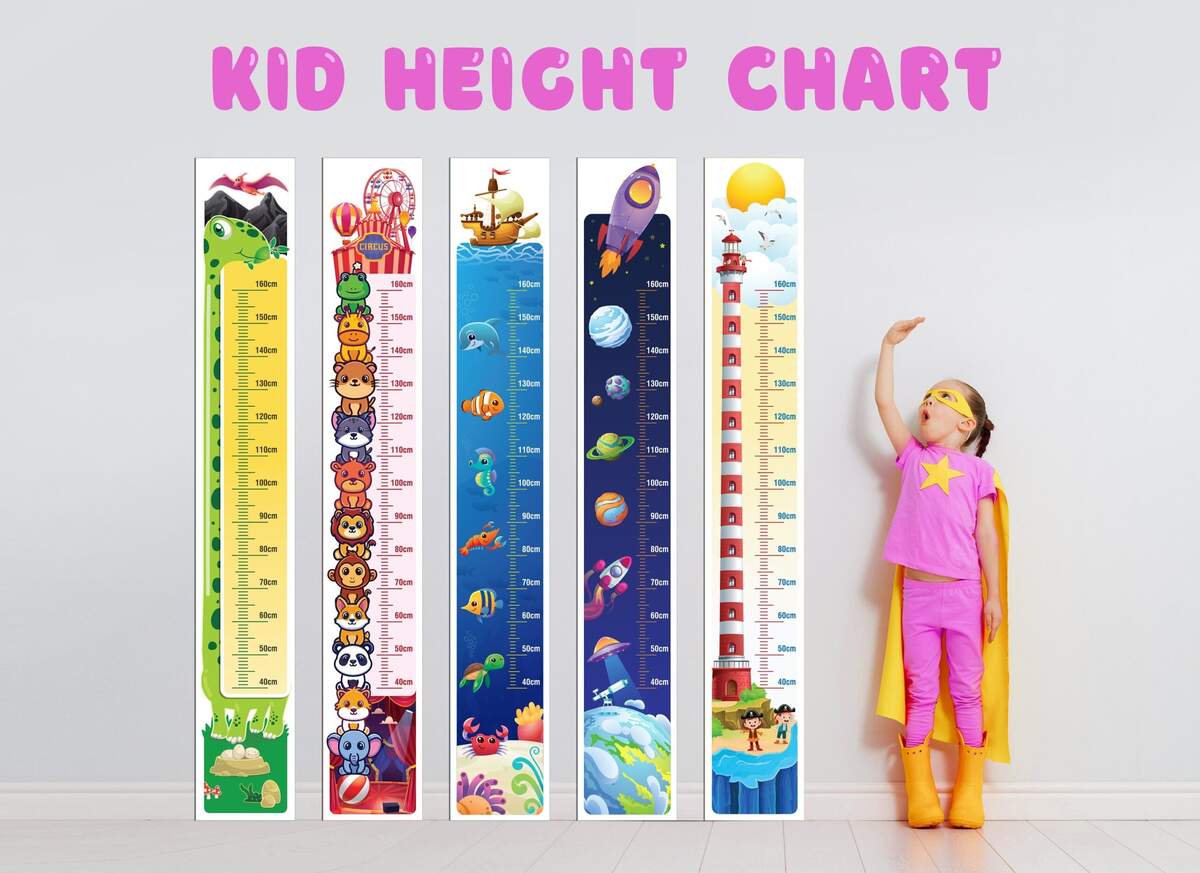 Kid Height Chart 5 Pattern Bundles Height Growth Chart For Children Cm Room Decor Kids Growth Ruler Wall Ruler Digital Printing Files Etsy