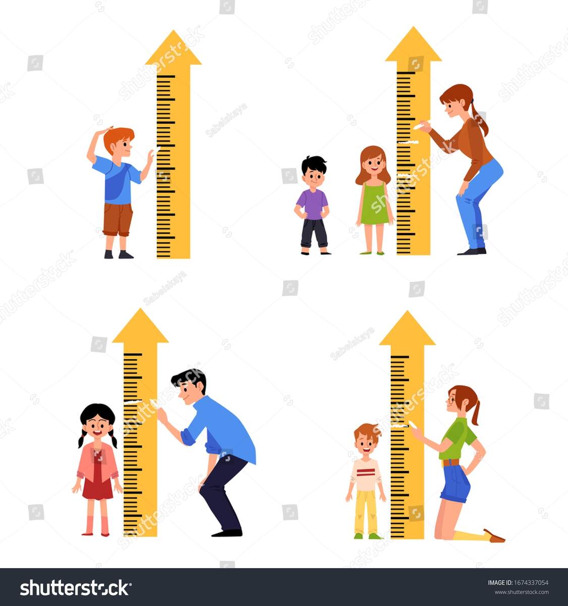 Kid Height Measure Chart Set Little Stock Vector Royalty Free 1674337054 Shutterstock